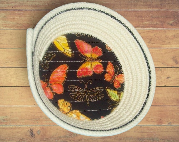 Butterfly Rope Bowl-Mini clothesline Bowl-Trinket Bowl-Nature Coiled Bowl-Butterfly Basket-gift rope bowl-money dish-ring holder-key keeper