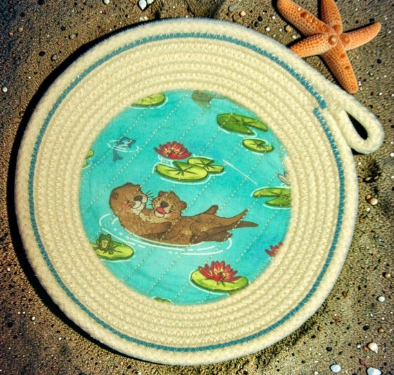 Sea Otters Rope Bowl: Mini Ocean Scene Trinket Basket-Ring Holder