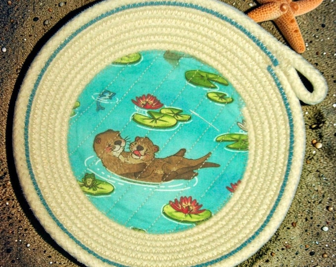 Sea Otters Rope Bowl: Mini Ocean Scene Trinket Basket-Ring Holder