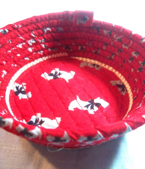 Scotty Dog Fabric Rope Bowl: Handmade Trinket Dish