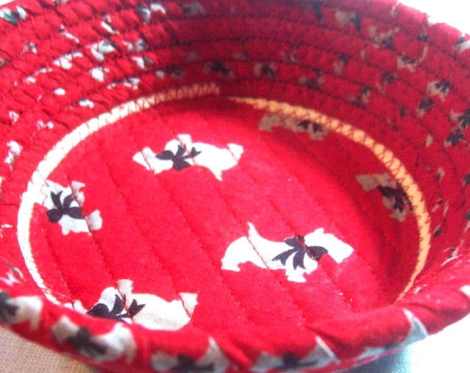 Scotty Dog Fabric Rope Bowl: Handmade Trinket Dish