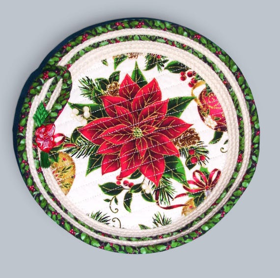 Poinsettia Fabric Bowl: Handmade Holiday Rope Basket