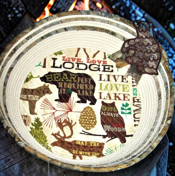 Wildlife Rope Bowl: Autumn Bear Fabric Basket with FSL Bear