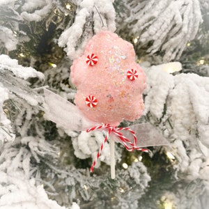 Cotton Candy Christmas Ornament | Cotton Candy Decor | Felt Food Ornaments | Cotton Candy Ornament | Pink Christmas Decor