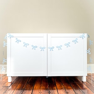 Bow Garland | Bow Bunting | Bow Decor | Bow Aesthetic | Bow Decorations | Felt Bow Garland | Felt Bow Decor | Coquette Decor | Pastel Blue