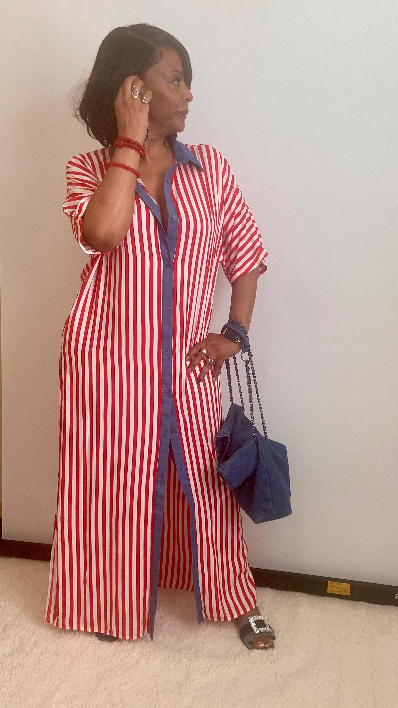 Red and white stripe Dress main image 1
