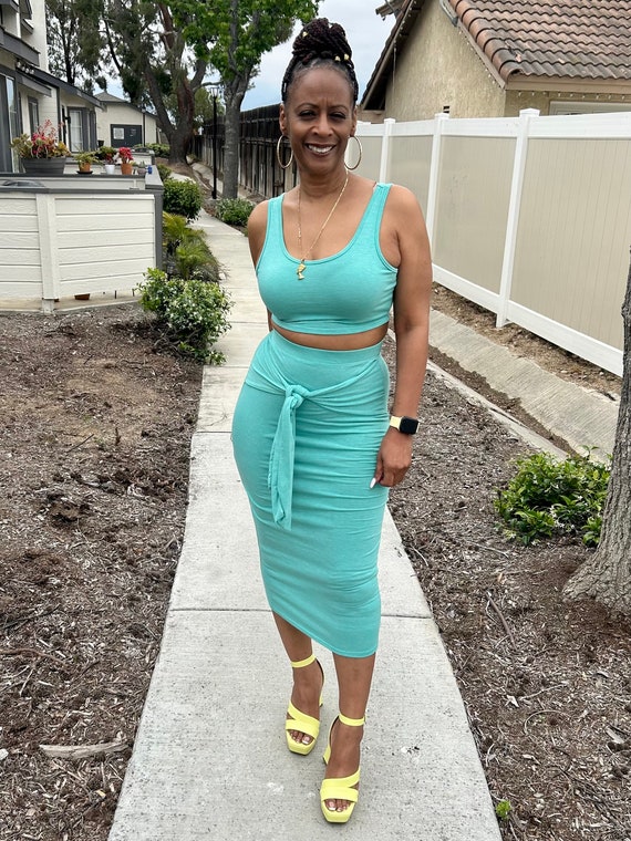 mint green two piece dress Two Piece Prom Dresses Rhinestone Beaded Mint Green Long Formal Dresses APD3489
