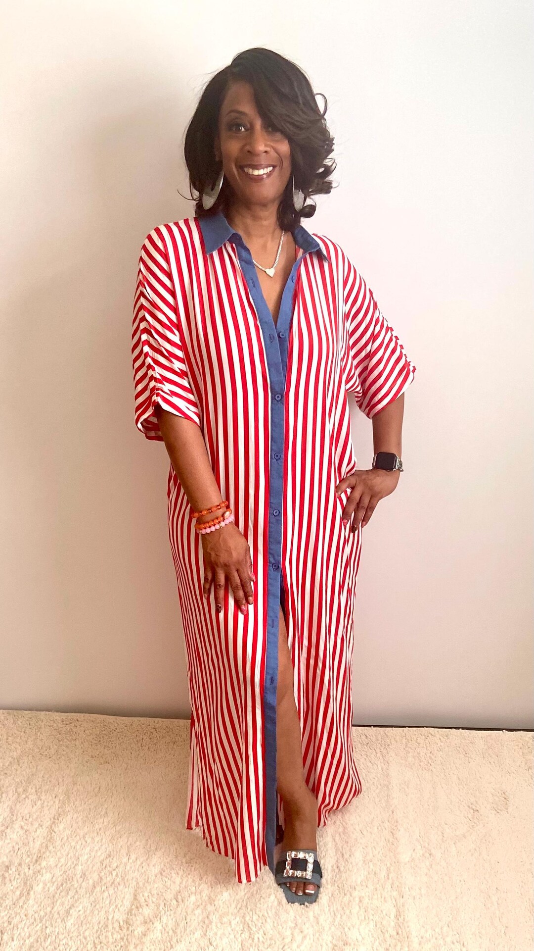 Red/White Stripe Dress main image 0