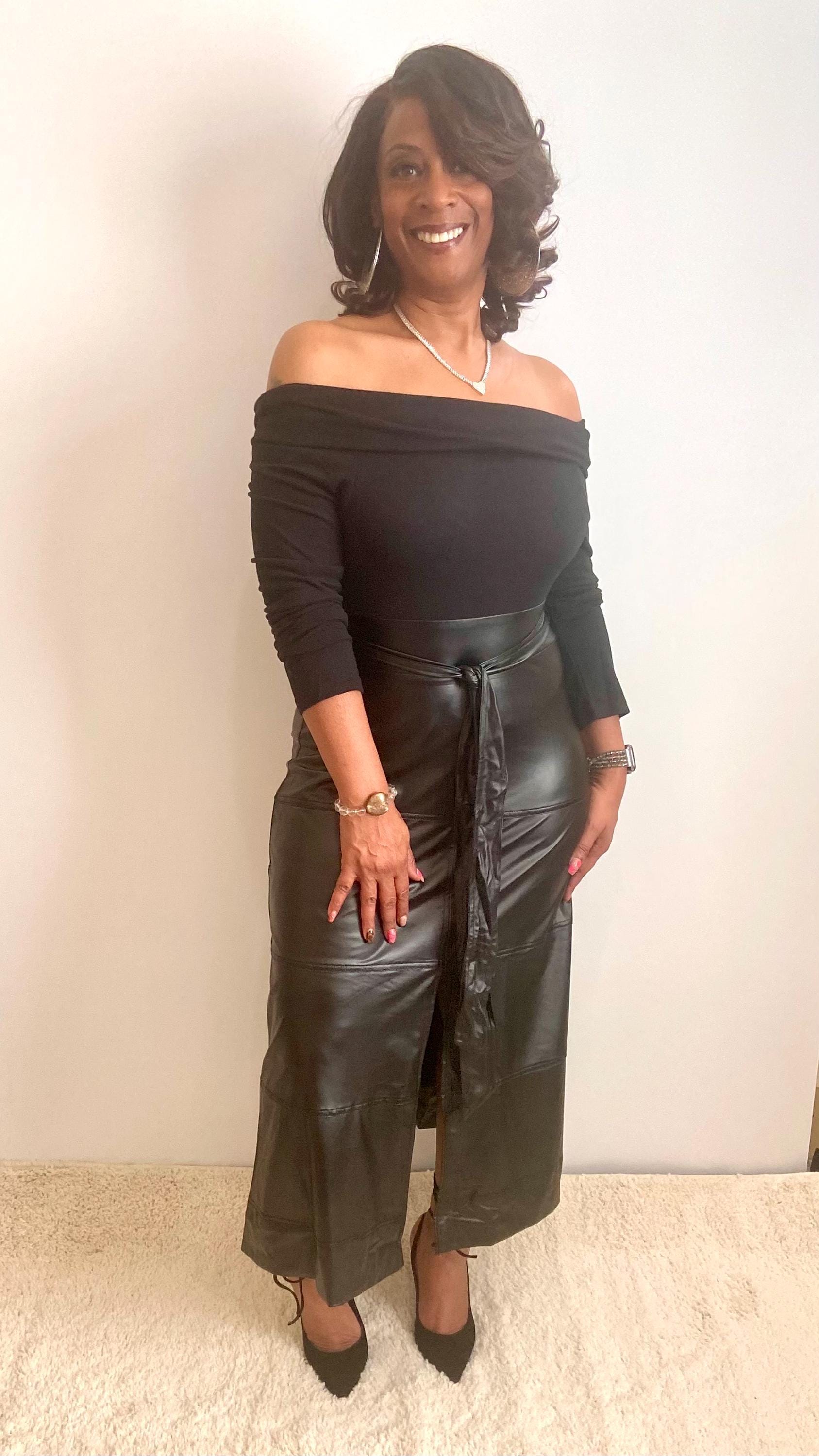 leather off shoulder dress Luxe Lookbook Off Shoulder Faux Leather Mini Dress Black Size S from Hello Molly
