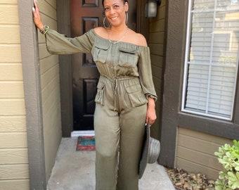 Olive Green Jumpsuit - Etsy