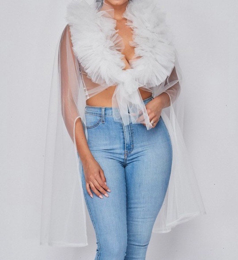 トップス crayme,Petal Tulle Tops Ruffled Tulle Top - Etsy