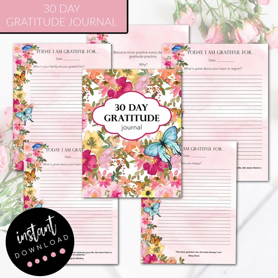 Gratitude Journal Pdf, Gratitude Journal for Women, Mindfulness Journal,  Daily Gratitude, Prompt Journal, Self Care Journal, Digital Journal 