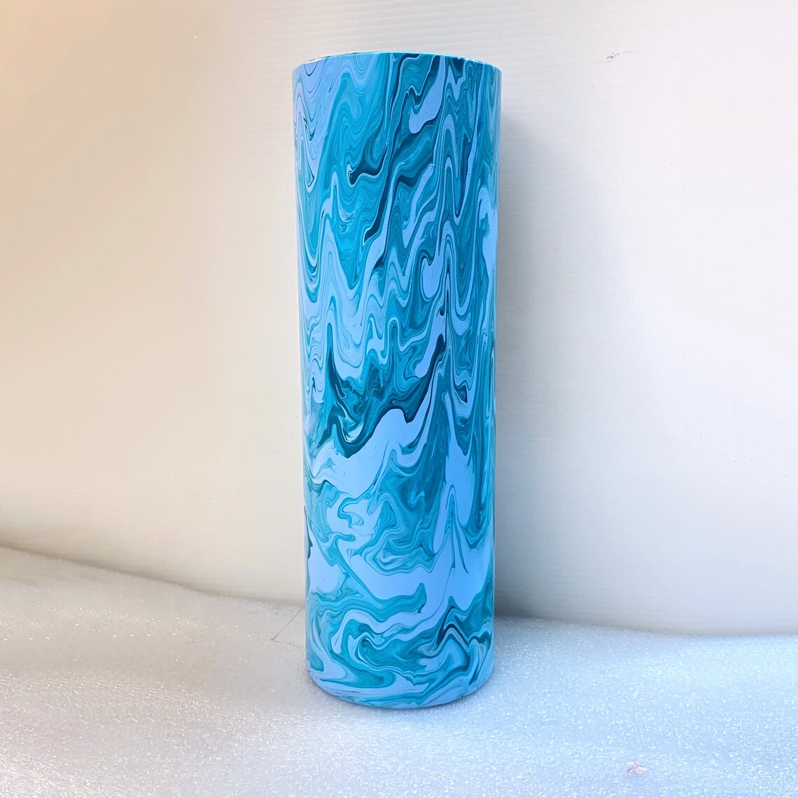 Tall marble vase in blue colors Etsy
