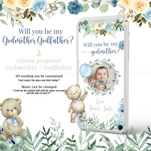 Godparents Proposal Card. Will You Be My Godmother / Godfather Digital video 24hs!