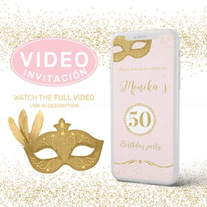 Masquerade Party Invitation, Masquerade invitation, masquerade video invitation