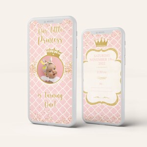 Prinzessin Geburtstagsvideo Einladung, Kroneneinladung erste Geburtstagseinladung in 24hs!