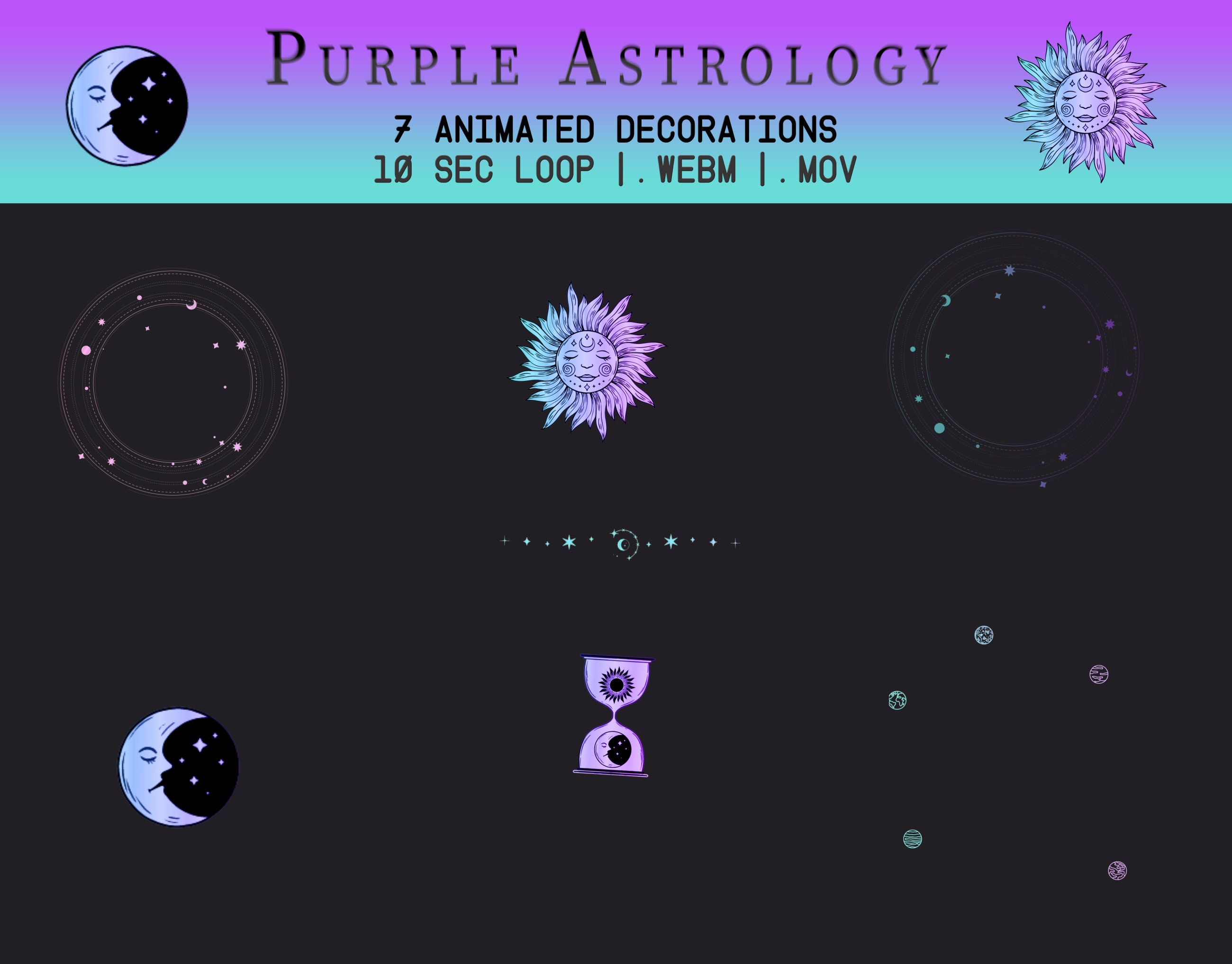Astrology Stream Package, Twitch Pack, Vtuber, Overlays Screens for