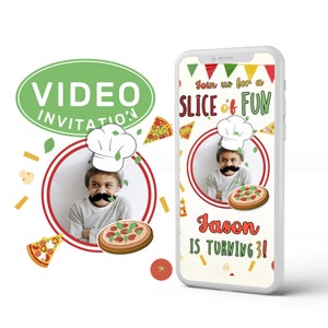 Pizza Party Invitation with Photo, Pizza Birthday, video Invitation, Italian Birthday Invitation, Chef Invitation, Personalized in 24hs!