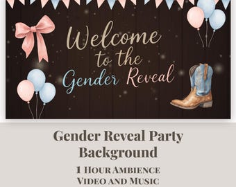 Boots or Bows Gender Reveal Background Video 1 Hour | Western Country Party TV Screen | Cowboy Rustic Ambience | Digital Download MP4