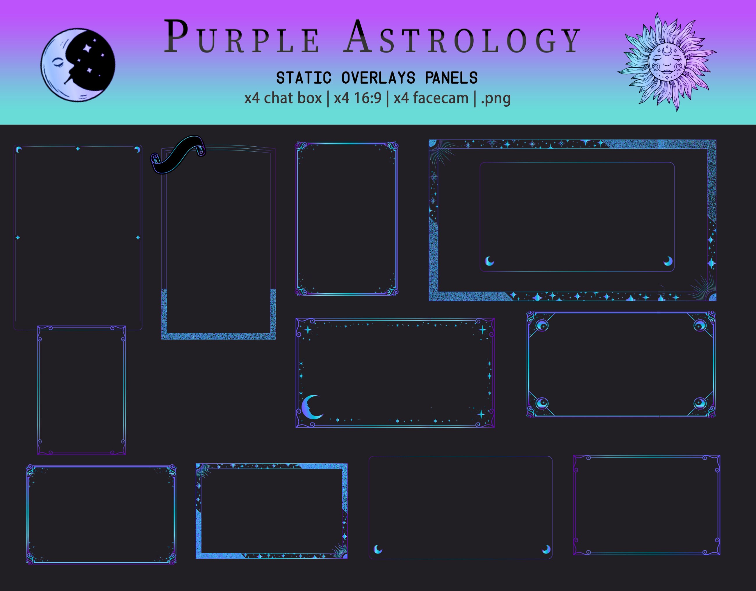 Astrology Stream Package, Twitch Pack, Vtuber, Overlays Screens for