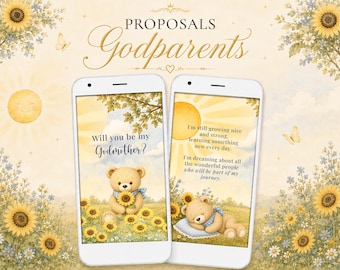 Godparent Proposal Video, Will You Be My Godmother & Godfather, Teddy Bear, Sunflowers Video, Instant Download