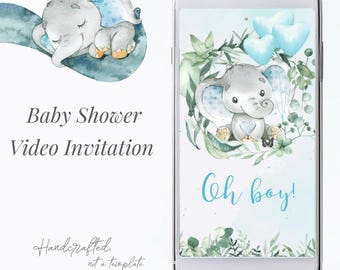 Blue Elephant Baby Shower Video Invitation: It's a Boy Theme