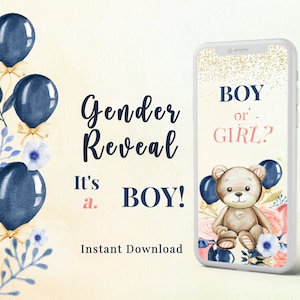 GENDER Reveal Video announcement, It’s a BOY or Girl, Digital announcement for Social Media, Text or Email. Animated Gender Reveal