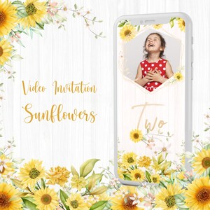 Sunflower Birthday Invitation, any age, Sunflower Invitation, video invitation, Sunflower Party Invite in 24hs!