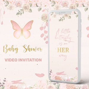 Convite Chá de Bebê Borboleta, borboletas rosa dourada, convite borboletas, convite vídeo em 24hs!