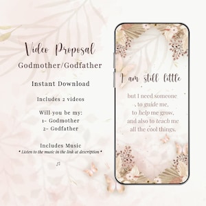 Cartão de Proposta de Padrinhos Boho Borboletas. Você será meu padrinho madrinha? 2 vídeos digitais DOWNLOAD INSTANTÂNEO