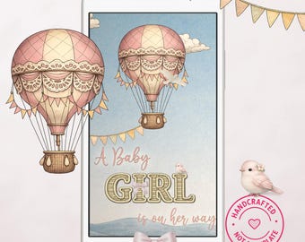 Baby Shower Video Invitation – Hot Air Balloon, Vintage Storybook Style, Muted Tones