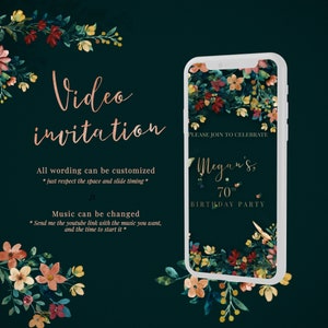 Garden flowers birthday video Invitation, flowers and butterflies, video invitation in 24hs!