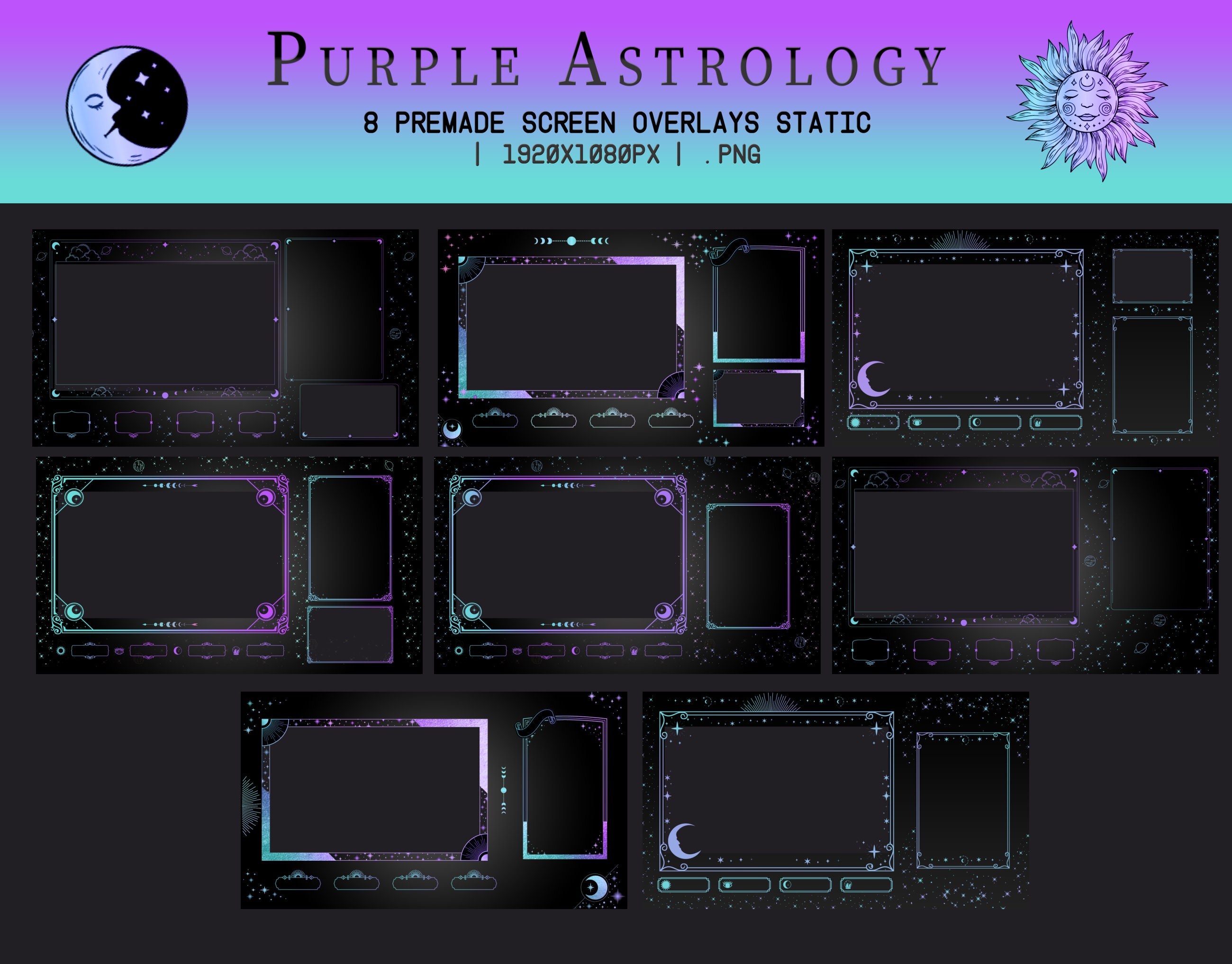Astrology Stream Package, Twitch Pack, Vtuber, Overlays Screens for
