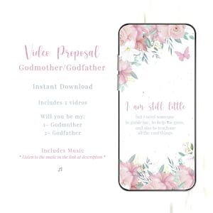 Cartão de Proposta de Padrinhos. Você será meu padrinho madrinha? 2 vídeos digitais DOWNLOAD INSTANTÂNEO