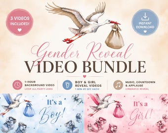 Gender Reveal Video Bundle | Boy or Girl Reveal Video, Baby Shower Background Video, Instant Download