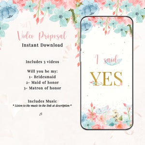 Brautjungfer Vorschlag Video, Will You Be My Bridesmaid, Trauzeugin, Matrone of Honor, Digitales animiertes Video