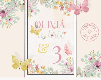 Butterfly Floral Baby Shower Video Invitation | Wildflower Garden Invite  | Custom Animated Invitation
