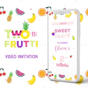 TWOtti frutti invitación de cumpleaños, video invitación, invitación de fruta en 24hs!