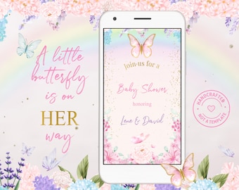 Butterfly Baby Shower Video Invitation | Spring floral garden
