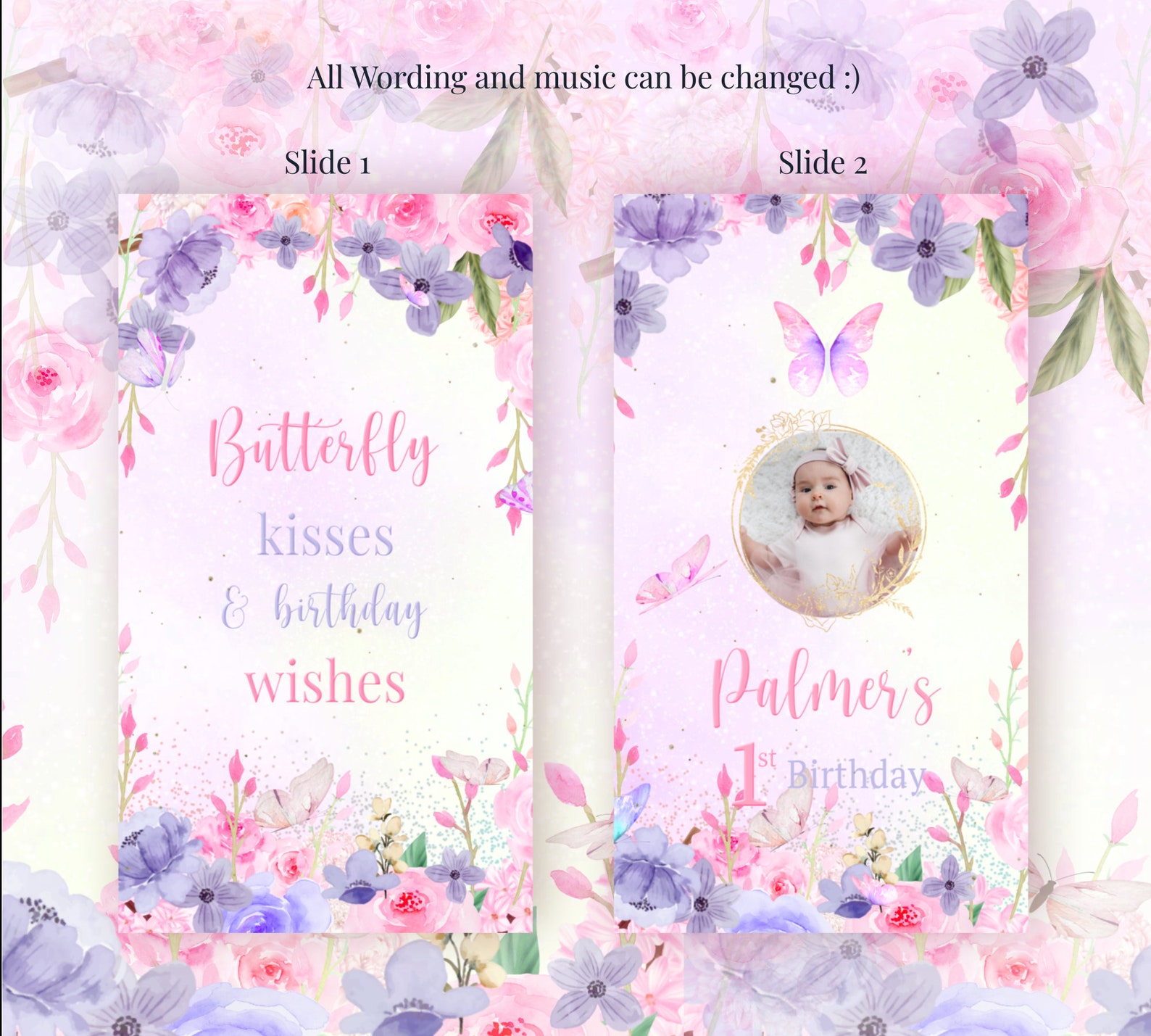 Butterfly Birthday Video Invitation, Pink and Purple Butterflies - Etsy