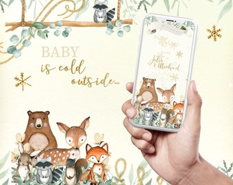 Winter Woodland Baby Shower video invitation Neutral