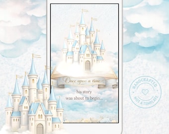 Baby Shower Video Invitation, Prince Castle Animated Invite with Music, Boy Royal Fairytale Digital Invitation, A Little King is on His Way
