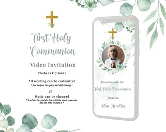 Eucalyptus First Holy Communion Video Invitation (Digital)