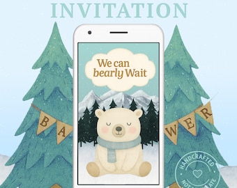 Polar Bear Baby Shower Video Invitation | Winter Forest Theme | Animated Invite | Woodland Party Invitation