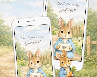 Peter Rabbit Godparent Proposal Video, Will You Be My Godmother Godfather Reveal,  Instant Download