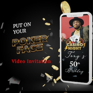 Casino night invitation, video invitation, casino birthday invitation