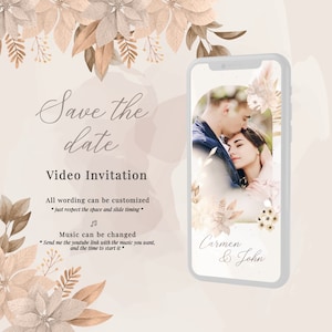 Boho Save the Date, vidéo florale boho, herbe de pampa Enregistrer la date