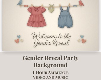 Boho Gender Reveal Background Video 1 Hour | Baby Shower TV Screen Ambience | Clothesline Party Decor | Digital Download MP4
