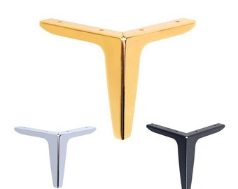 6" Metal Furniture Leg, 4pcs Brass Straight Sofa Legs Metal Table Feet, Modern Gold Chrome Black DIY Leg, 15 cm Metal Gold Cabinet Leg
