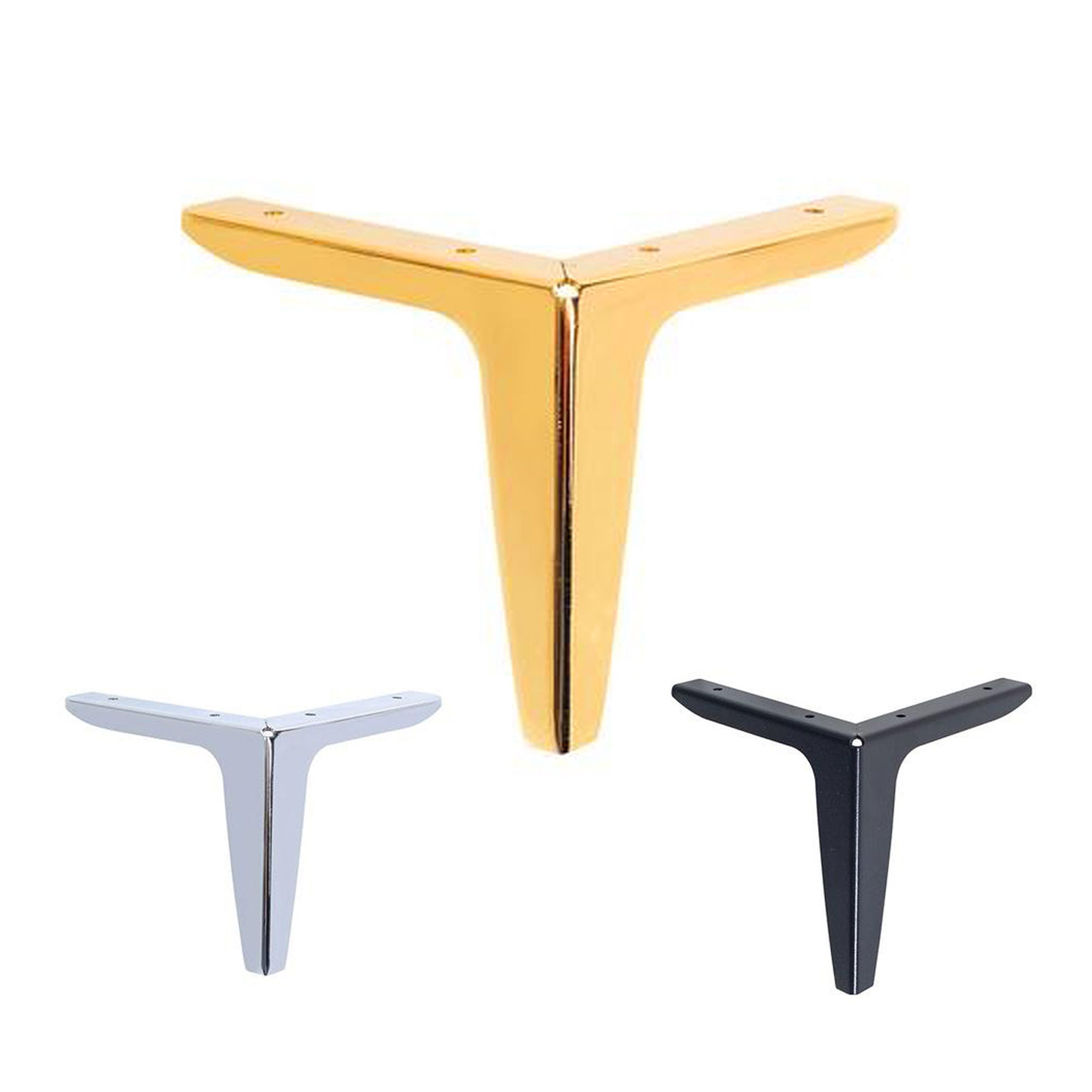 6" Metal Furniture Leg, 4pcs Brass Straight Sofa Legs Metal Table Feet, Modern Gold Chrome Black DIY Leg, 15 cm Metal Gold Cabinet Leg